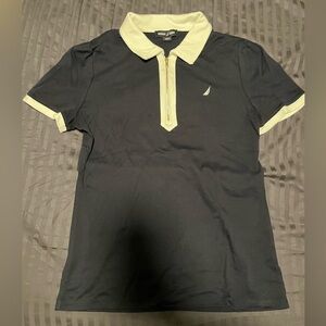SOLD Nautica Women’s Navy Blue BNWOT Polo Shirt with Cream Accents Size Small